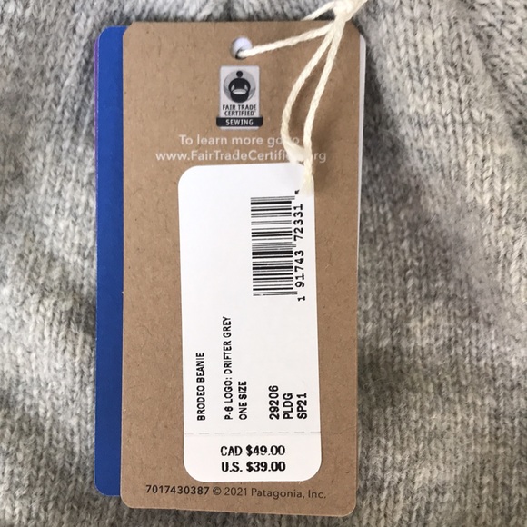 Brand New Patagonia Men's Brodeo Beanie Logo Drifter Grey Recycled Wool & Nylon - Picture 9 of 16